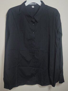 Port Authority Ladies 3XL Black Button Down Long Sleeve Shirt